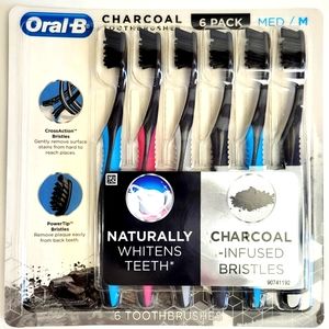 Oral B Charcoal Infused Set of 6 Toothbrushes Medium